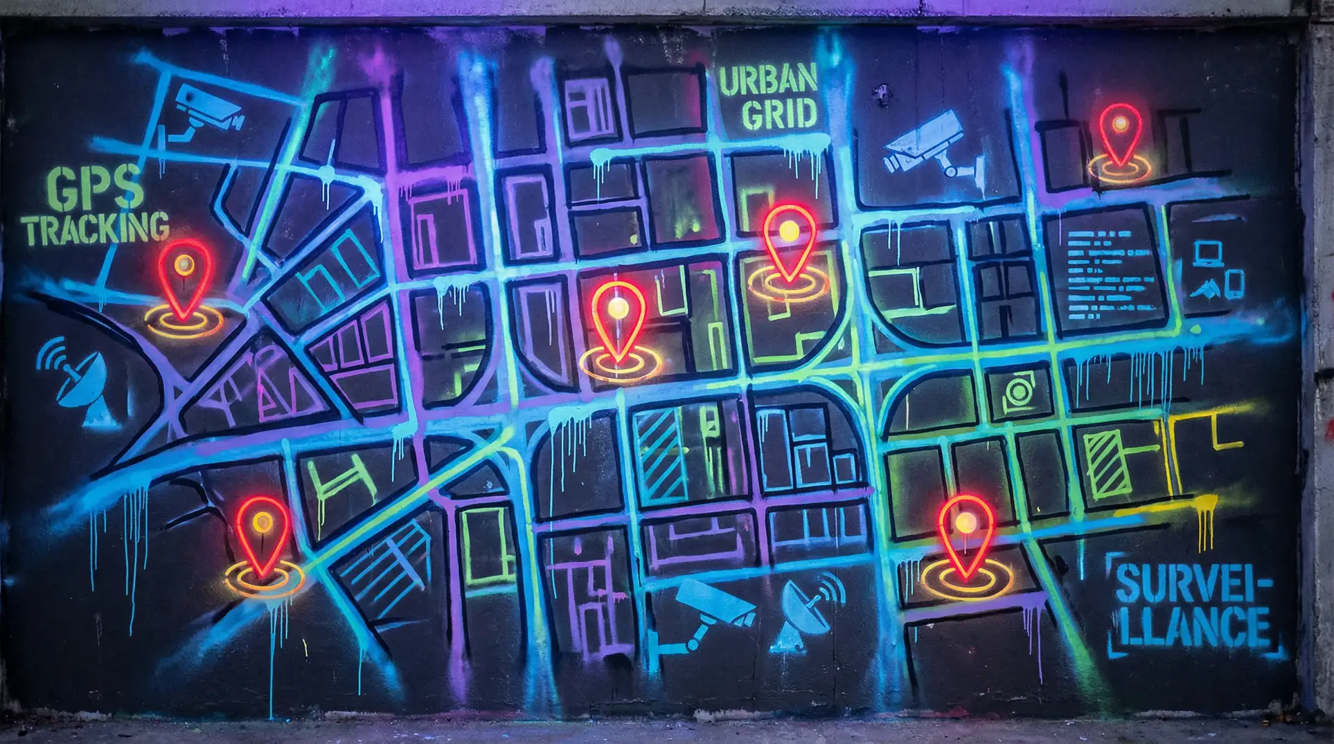反差大赛网址 狗仔追踪地图 - 城市涂鸦风格